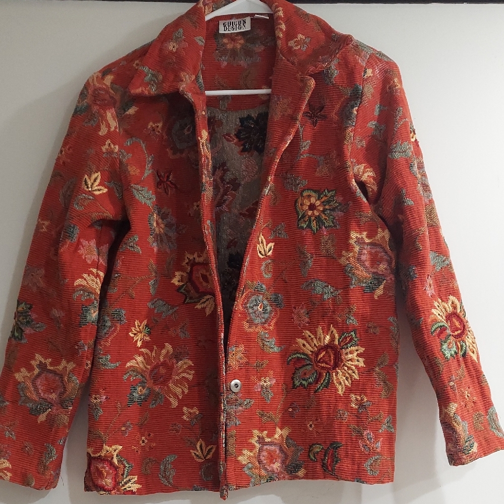 Chico's Vibrant Floral Blazer - Orange and Multicolor